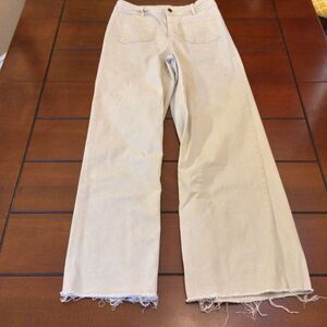 Oat New York khaki wide leg raw hem Jean pant 8/29
